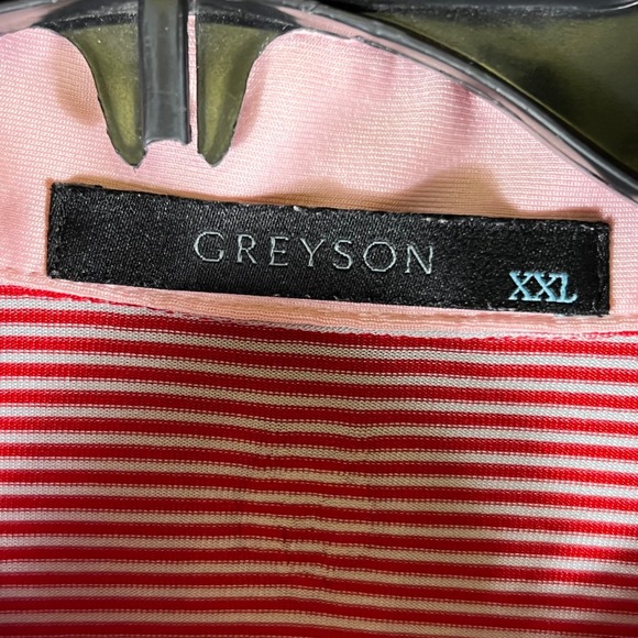 Greyson Golf Polo Shirt Red White Striped Leaf‎ Logo Casual Mens 2XL - Picture 2 of 10